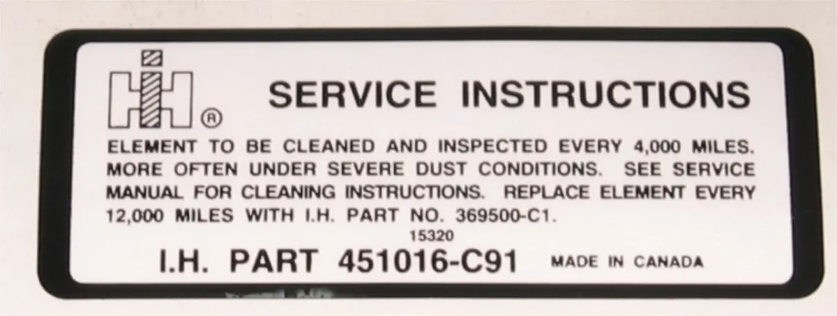 Service Instructions Decal - Scout Ii 1