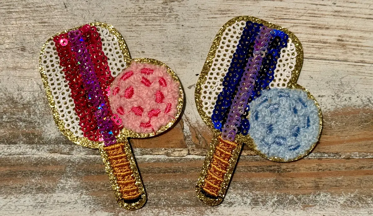 Sequined Pickle Ball Iron On Patches 1
