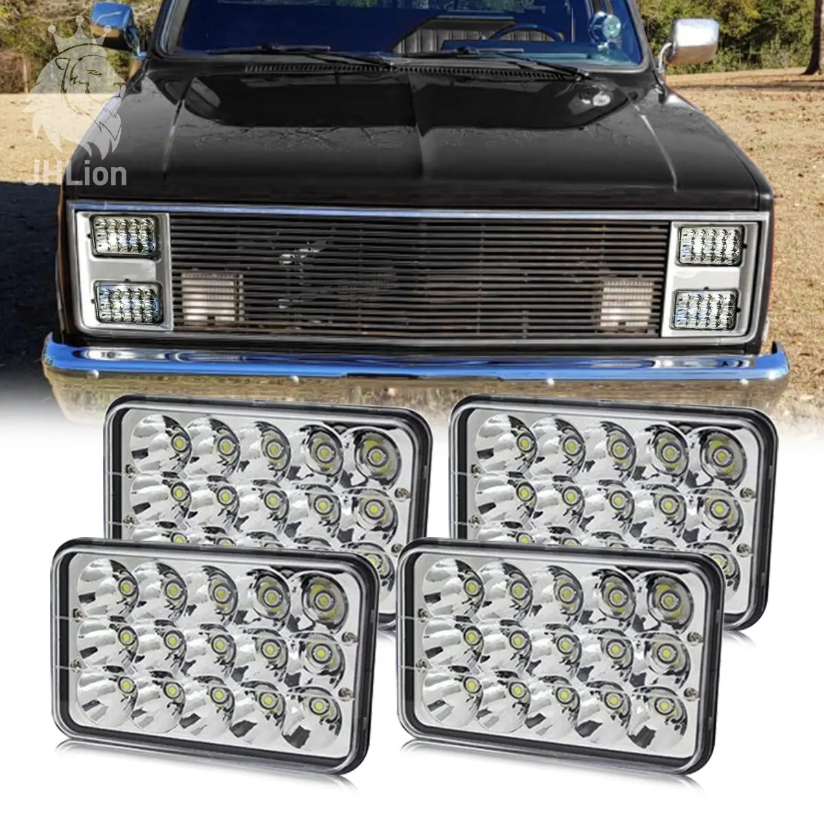 4Pcs 4X6" Led Headlight Sealed Hi/Lo Beam Fog Light For Freightliner Fld120 112 1