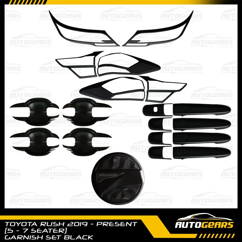 Toyota Rush (2018 - 2025) Matte Black Garnish Combo Set 1