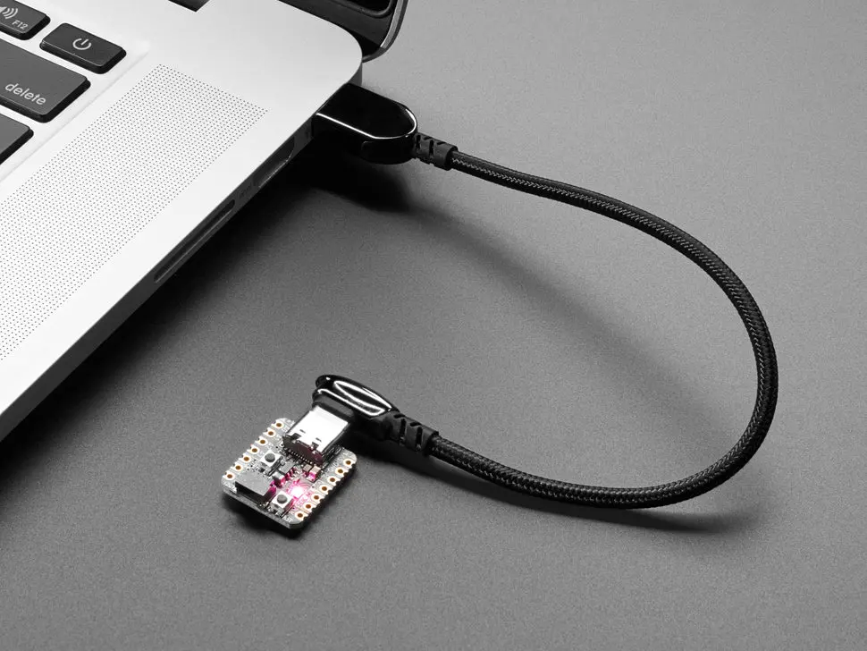 Black Woven Right Angle Usb C To Usb A Cable - 0.3M Long 1