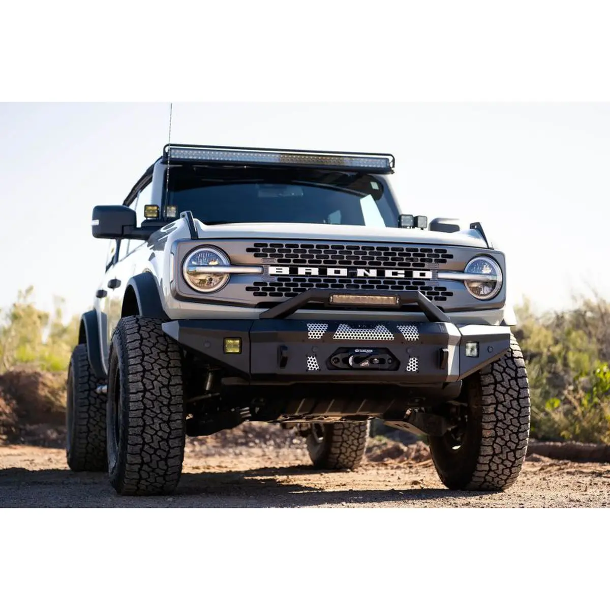 Dv8 Offroad Mto Front Bumper Winch Capable W/ Optional Bull Bar/Aux Light Opening For 2021+ Ford Bronco | Fbbr-01 2