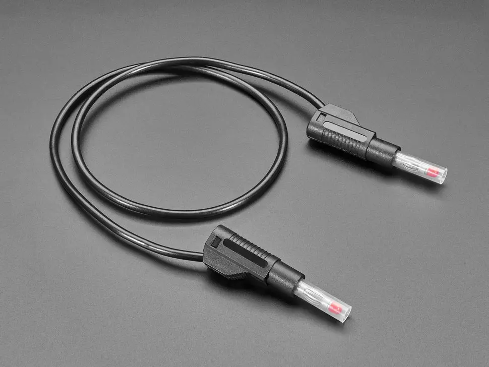 Retractable Stacking Banana Plug Cable - Black 0.5 Meter Long 1