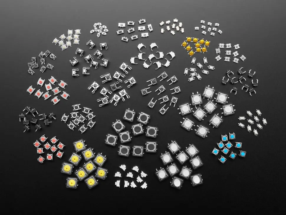 Tactile Switch Assortment - 25 Different Buttons - 10 Pcs Each 1