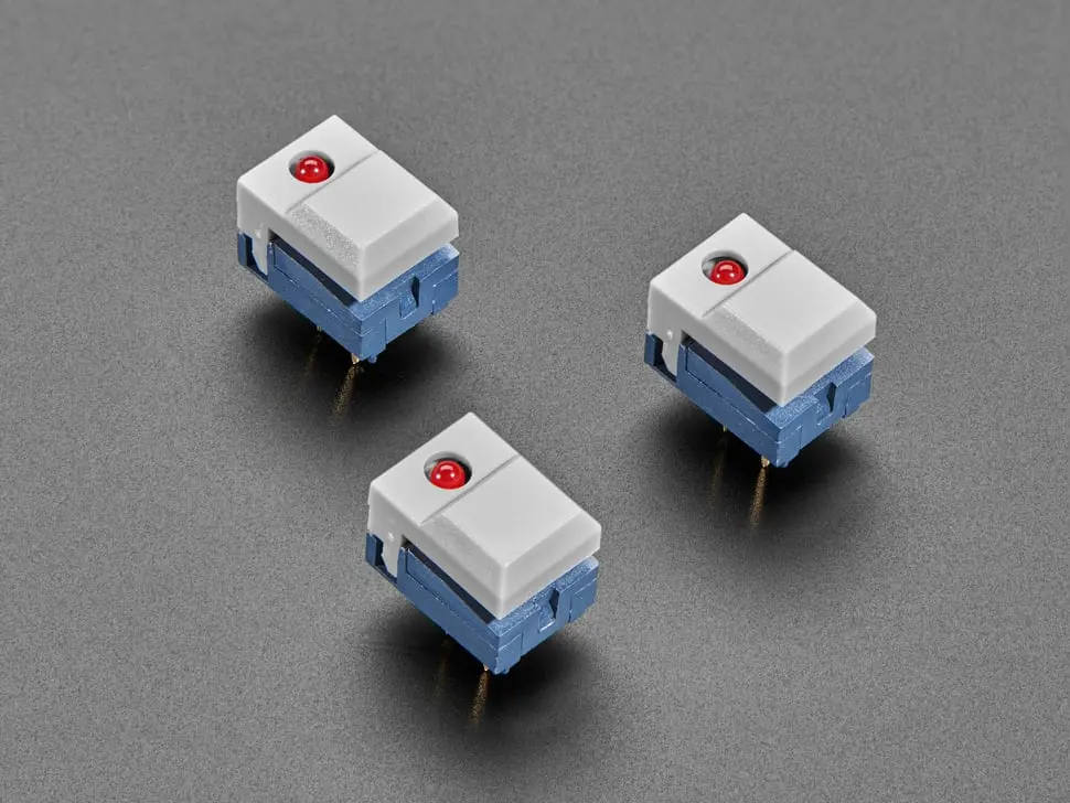 Step Switch With Led - Three Pack Of Gray Plastic With Red Led - Pb86-A1 1