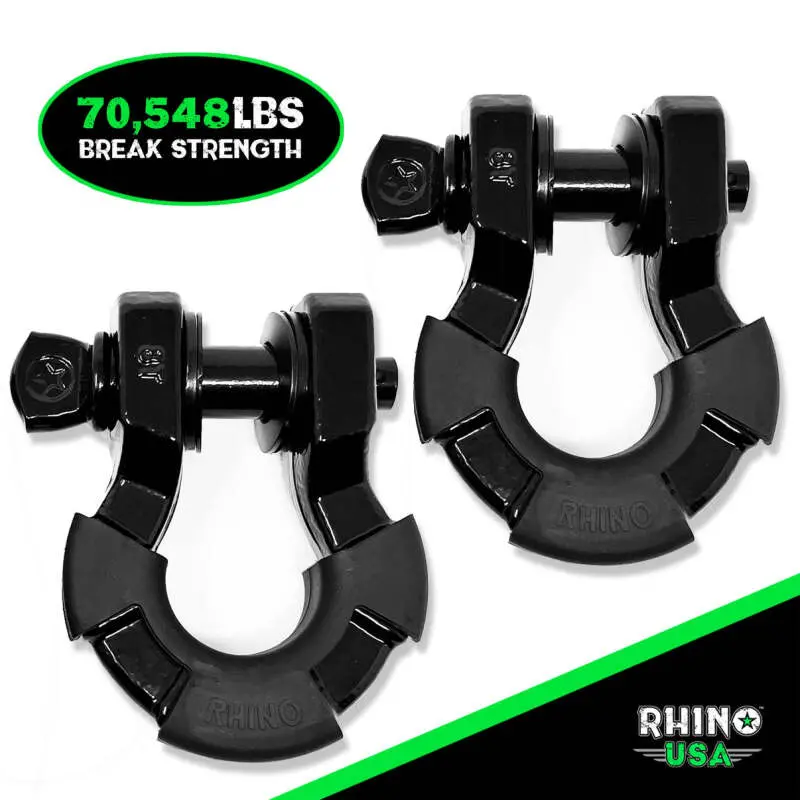 Rhino Usa 8T Super Shackle 2-Pack (Black) | Supershack-Blk 1