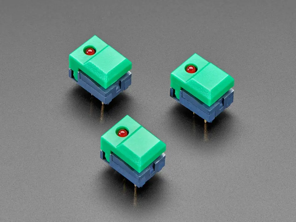 Step Switch With Led - Three Pack Of Green With Red Led - Pb86 1