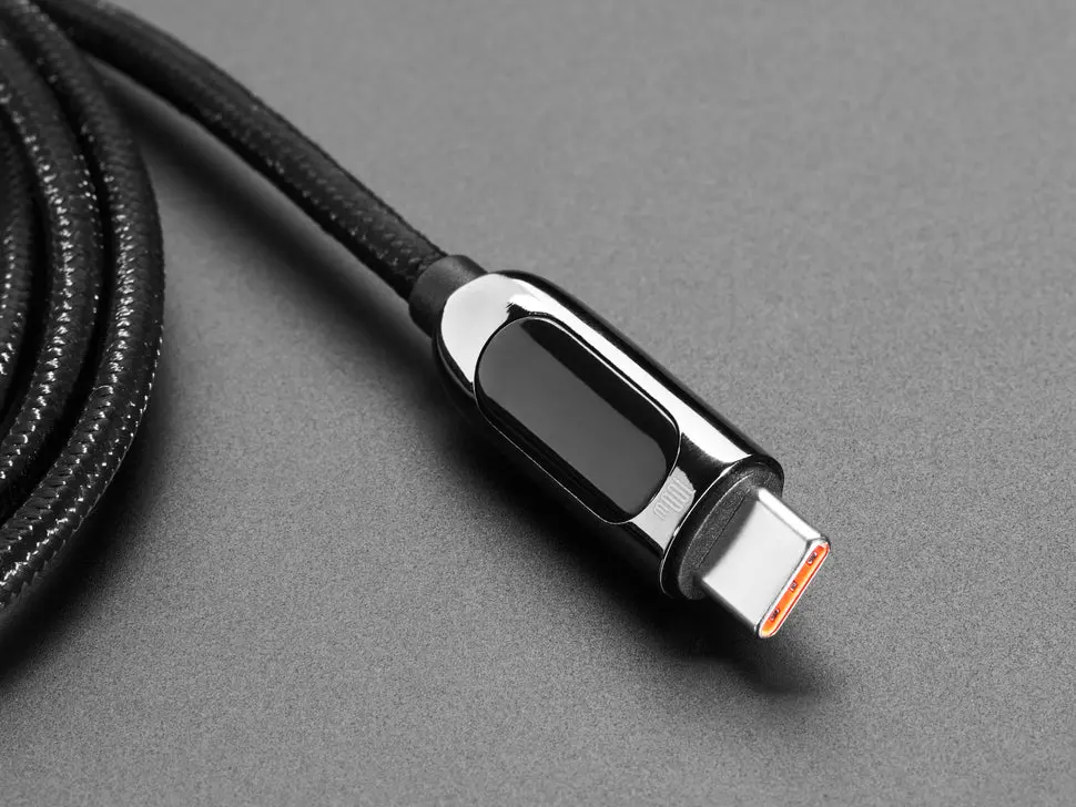 Usb C To Usb C Cable With 100W Watt Display - 1 Meter Black Woven 1