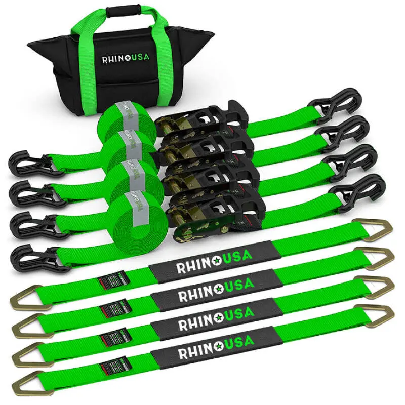 Rhino Usa Heavy Duty Vehicle Tie Down Kit- Green | 2In-Hdkit-Grn 1