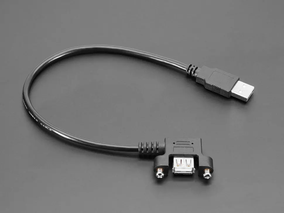 Panel Mount Usb Cable - Usb A Plug To Usb A Right Angle Socket - 30Cm 1