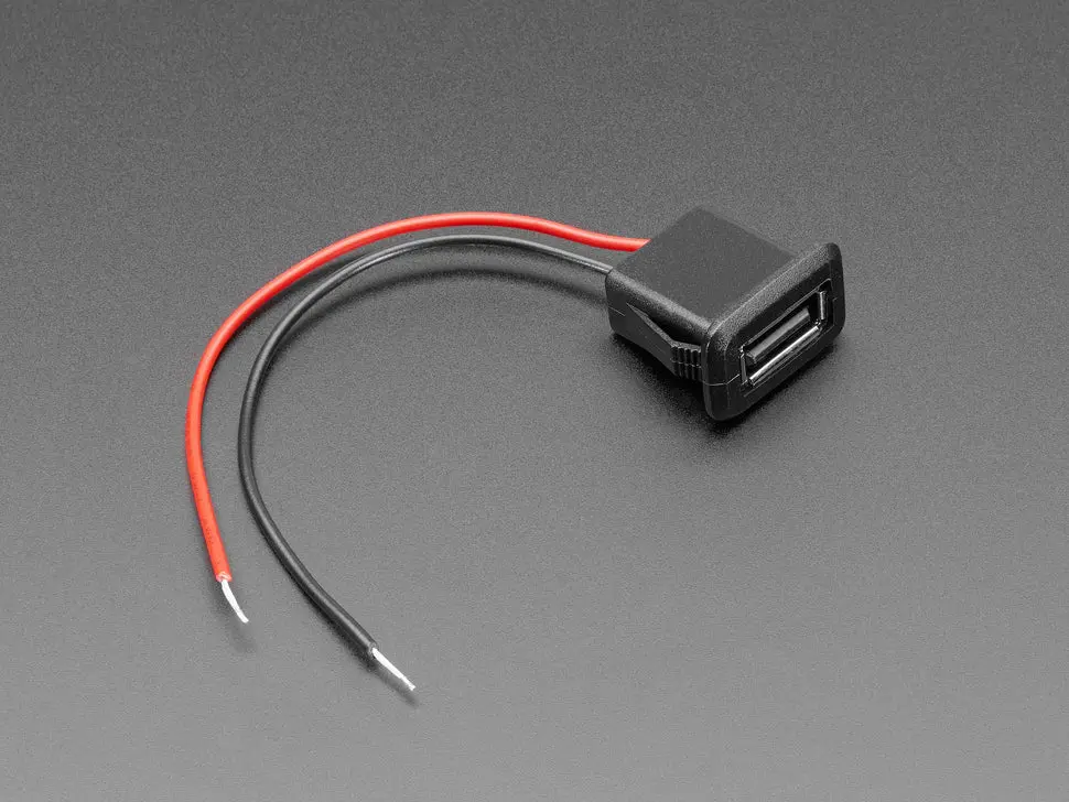 Snap-In Panel Mount Cable - Usb-A Socket To 2 Wires 1