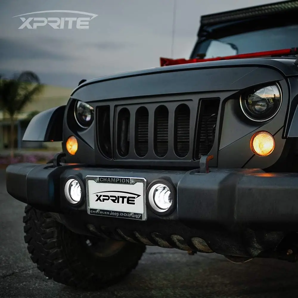 Xprite 4" Inch Led Fog Lights For 2007-2018 Jeep Wrangler 1