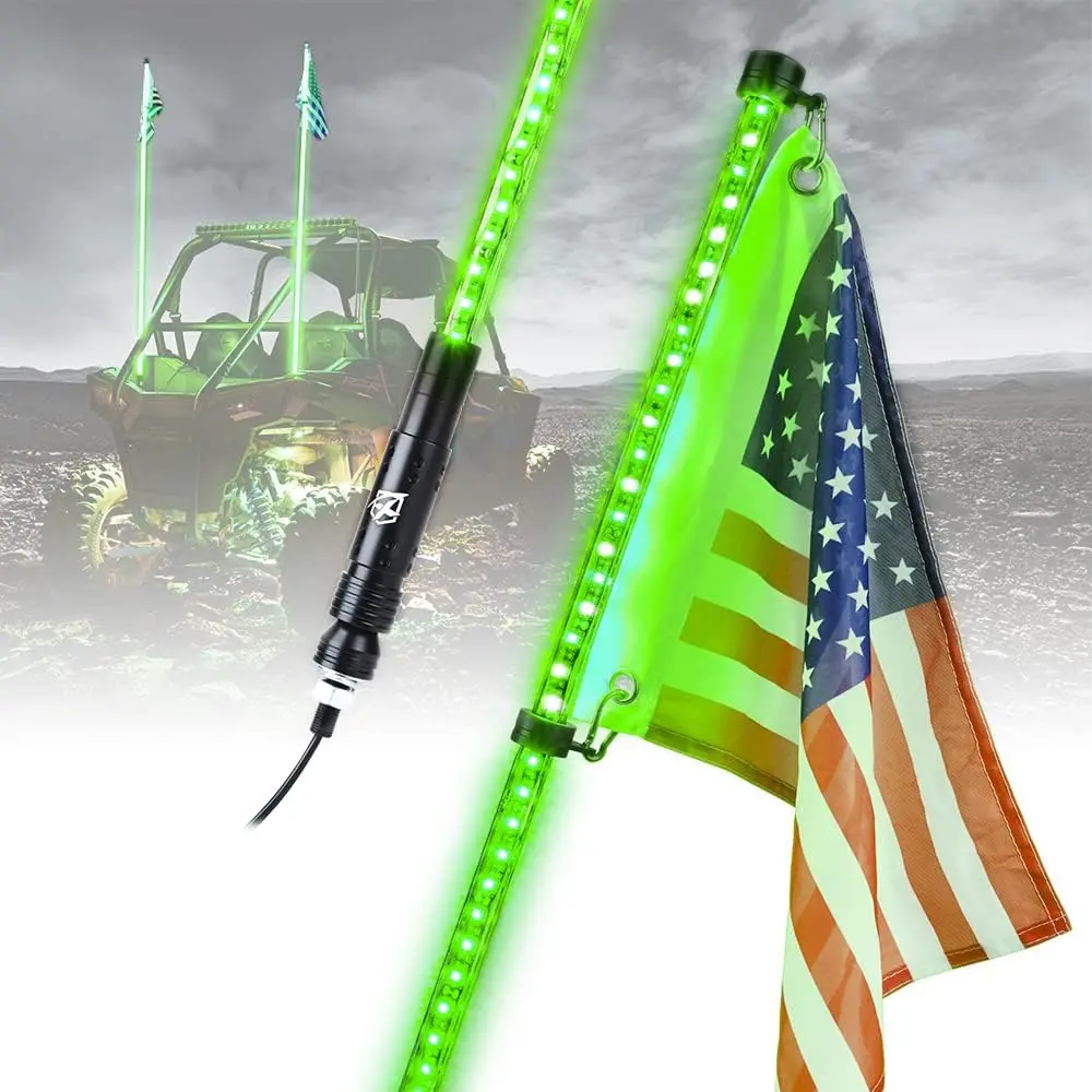 5Ft Waterproof Green Led Flexible Whip Lights 1