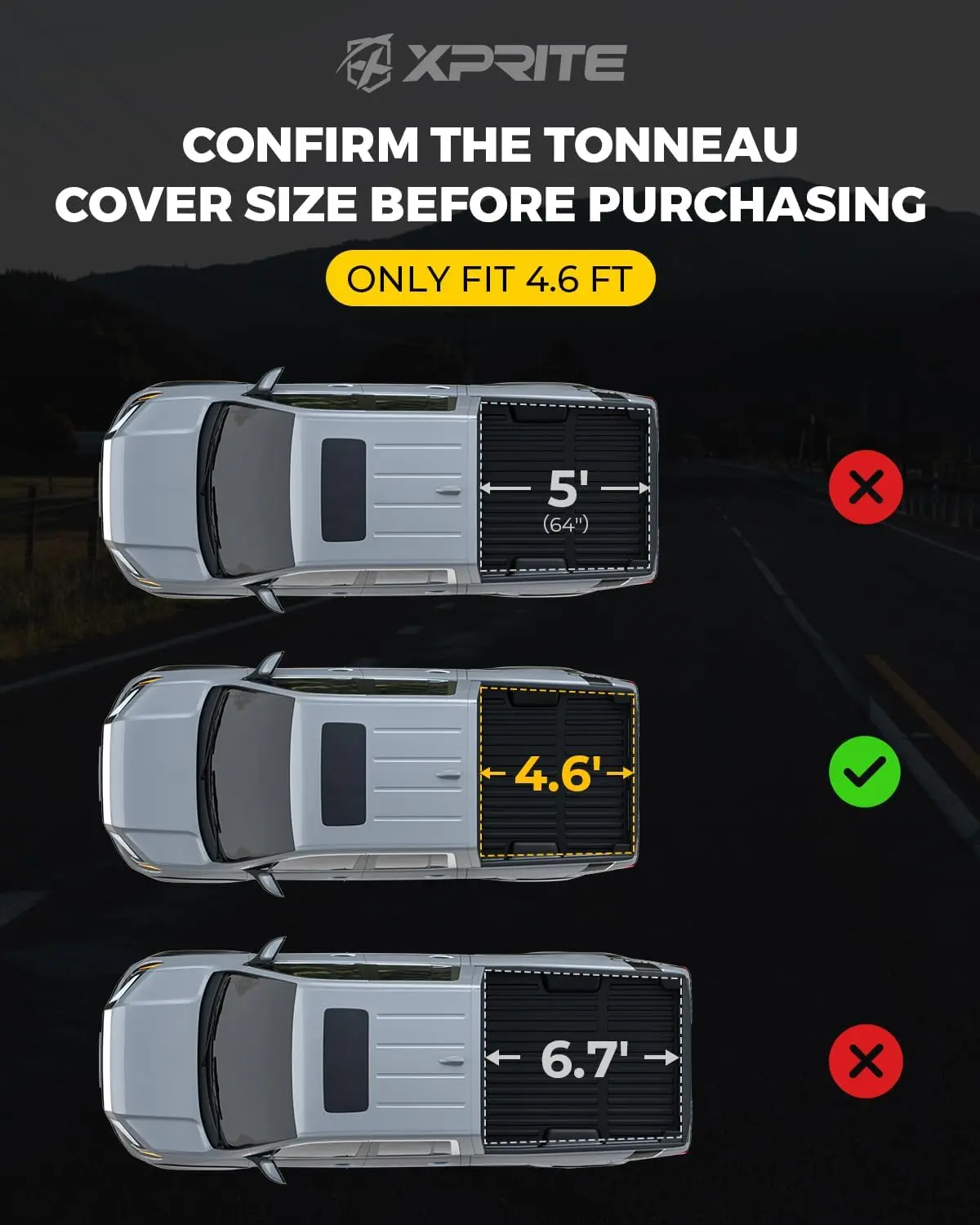 4.6Ft Soft Tri-Fold Truck Bed Tonneau Cover For 2022-2026 Ford Maverick 2
