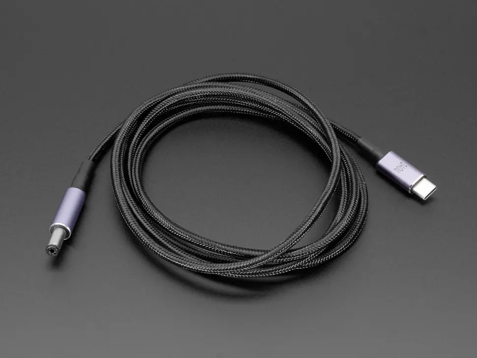 Usb Type C 3.1 Pd To 5.5Mm Barrel Jack Cable - 28V 5A Output - 1.8M Long 1