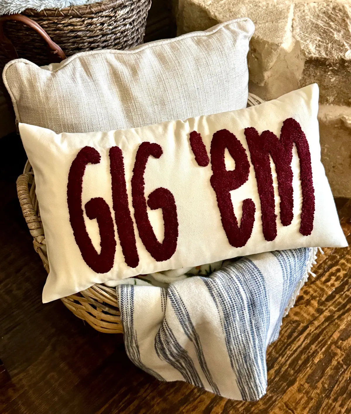 Gig ‘Em Chenille Pillow 1