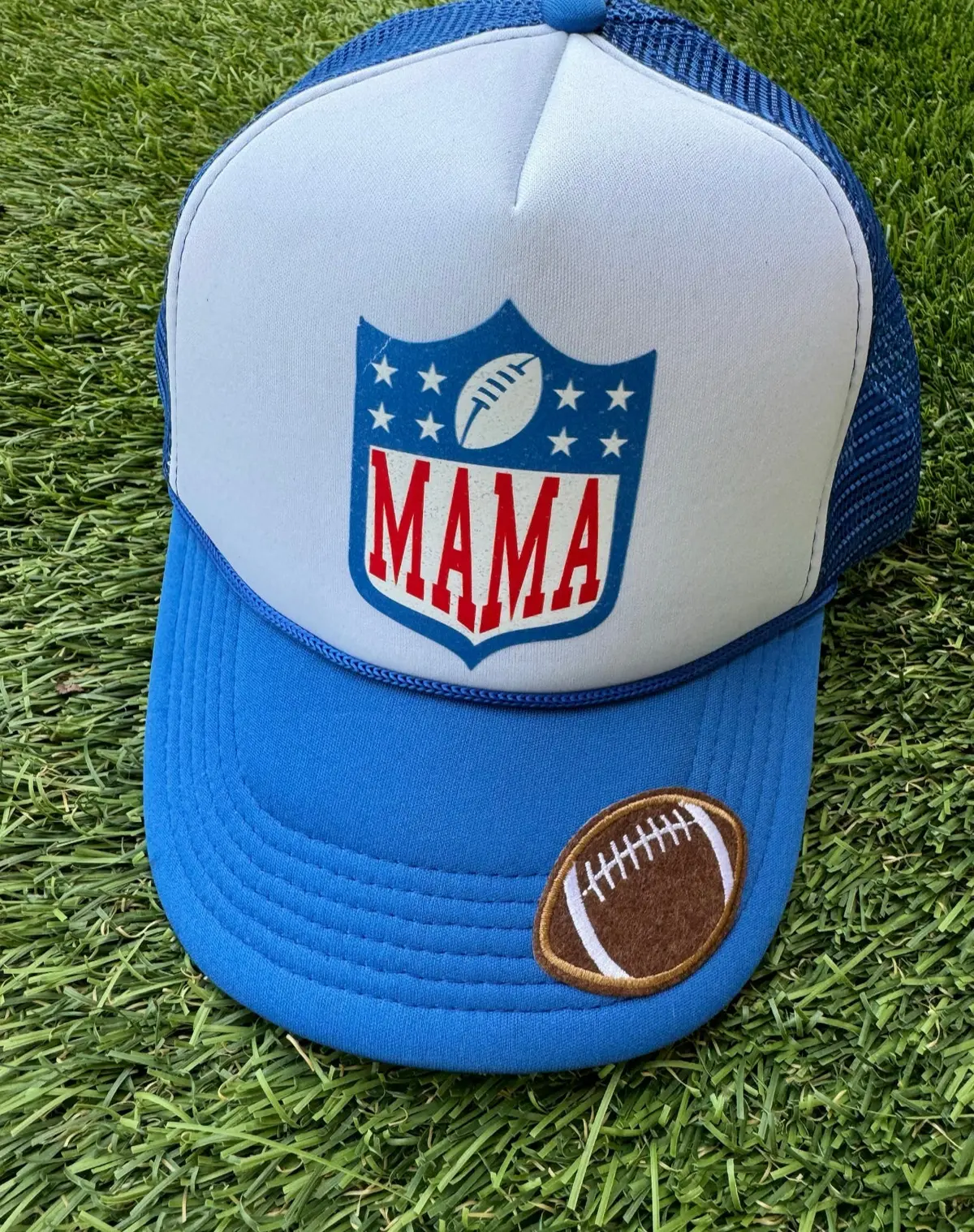 Mama Football Ponytail Trucker Patch Cap 1