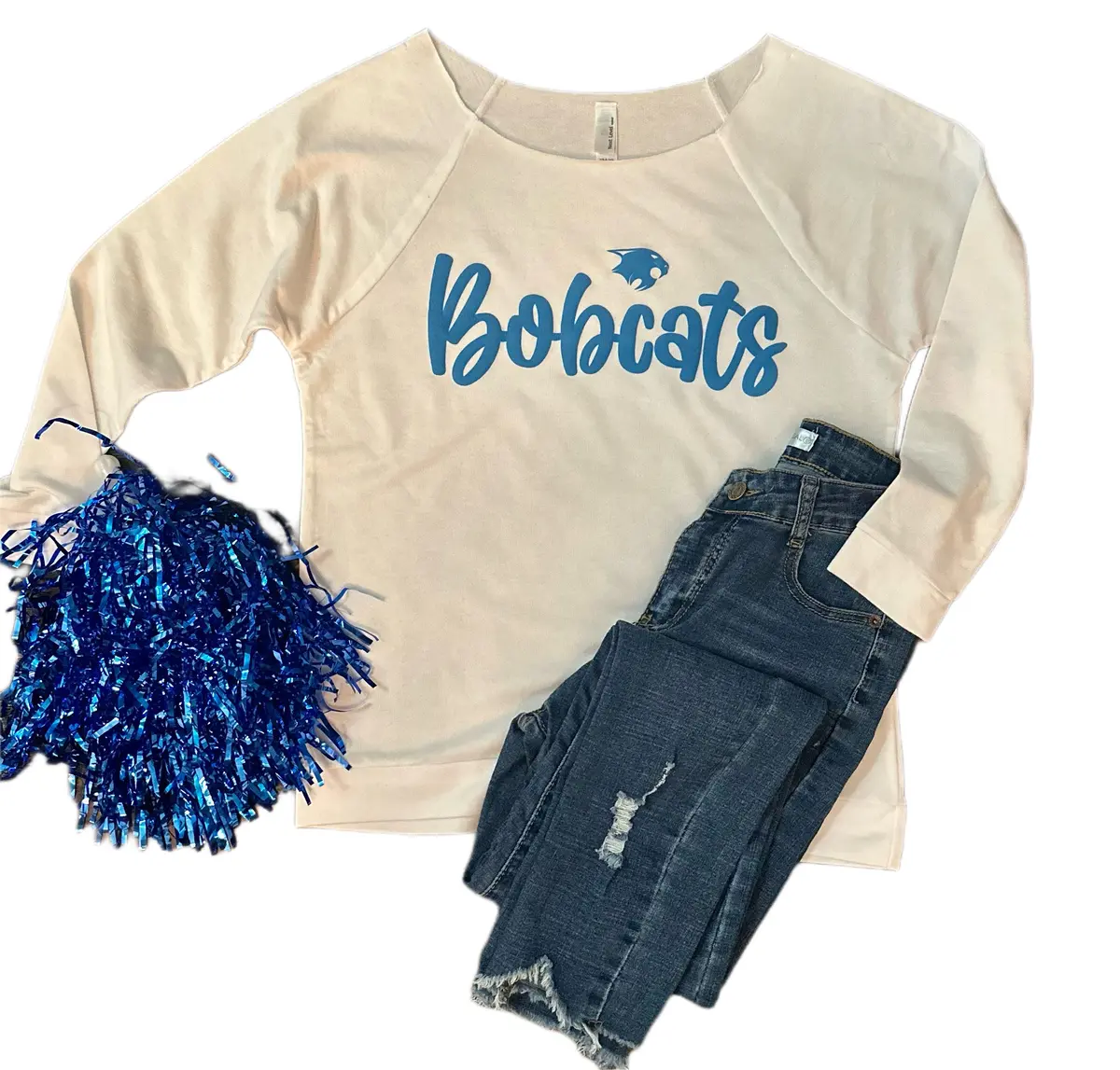 Puffed Bobcats Off-The-Shoulder Sweatshirt 1
