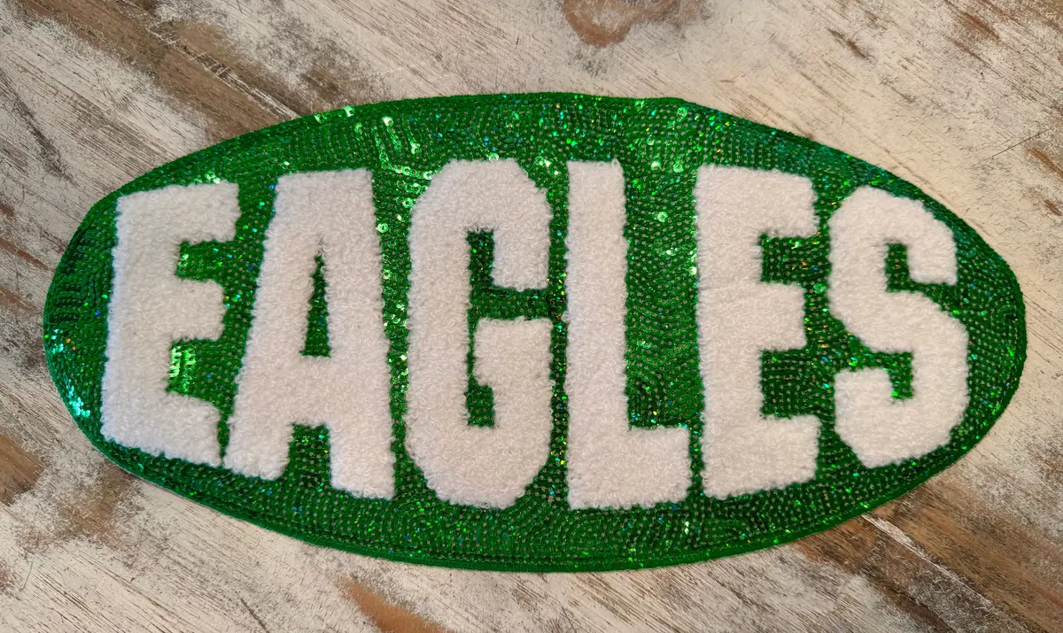 Large Sequin Eagles Iron On Patch 1