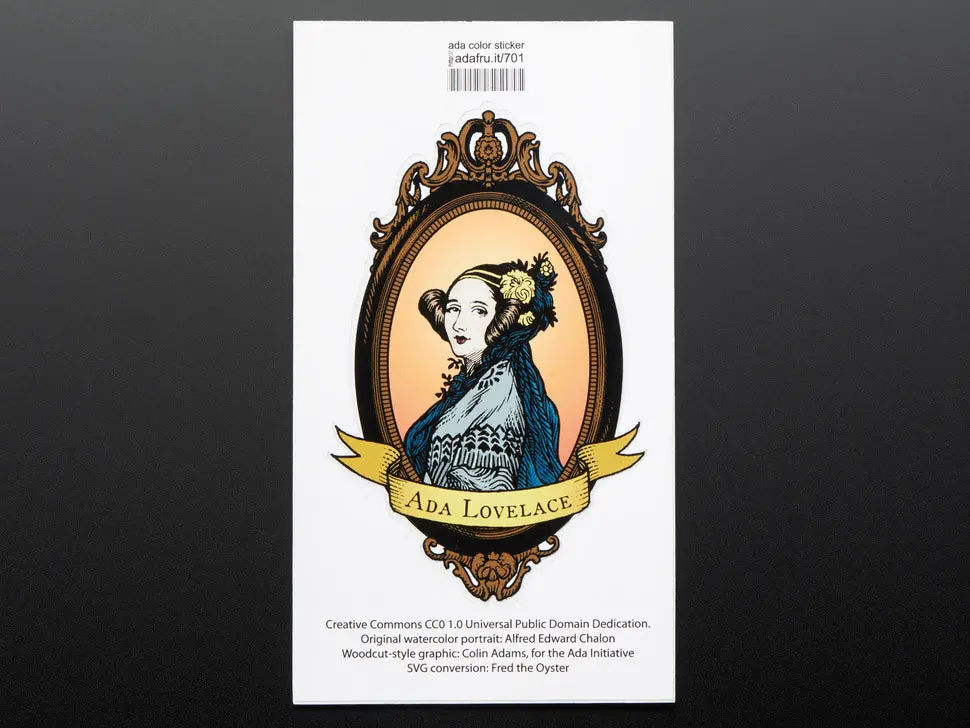 Ada Lovelace Large Oval Color Sticker 1
