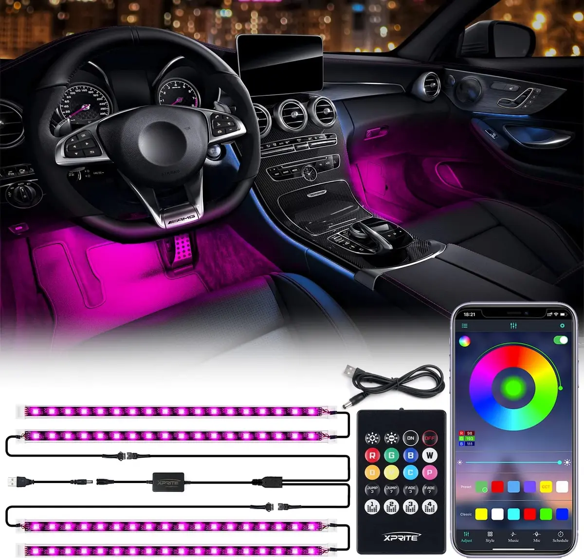 Rgb Led Interior Lights Strip - Powered By Usb 1