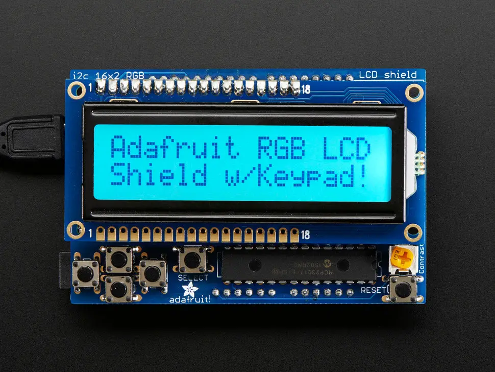Rgb Lcd Shield Kit W/ 16X2 Character Display - Only 2 Pins Used! - Positive Display 1