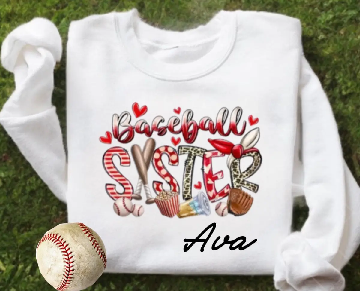 Baseball Sister Youth Tee Or Sweatshirt 6