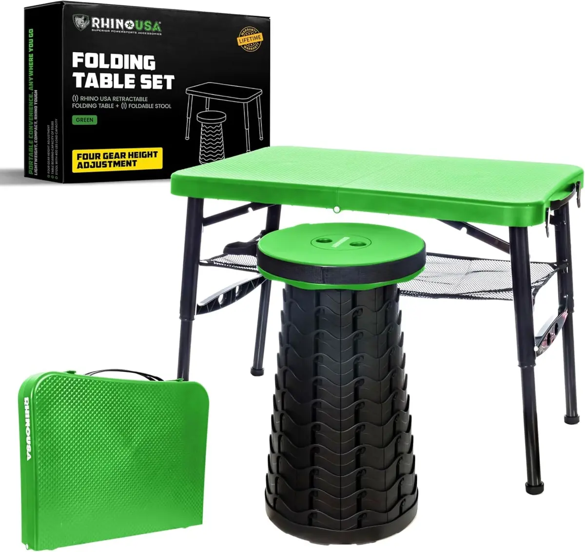 Rhino Usa Portable Camping Table And Stool (Green) | Ca-Frtabstl-Grn 1