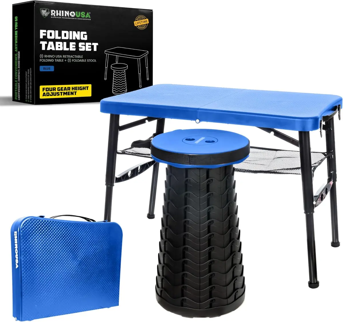 Rhino Usa Portable Camping Table And Stool (Blue) | Ca-Frtabstl-Blu 1