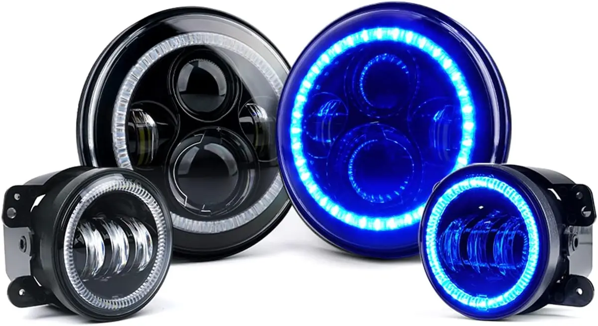 Xprite 7 Inch 90W Led Headlights & 4 Inch 60W Fog Lights Combo For 2007-2018 Jeep Wrangler Jk 1