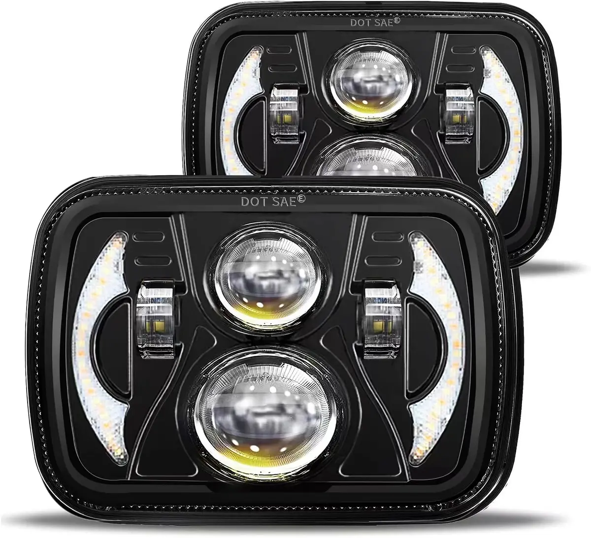 5X7 Led Headlight,Jhlion Anti-Glare H6054 5X7 7X6 Led Headlights,180W Dot Approved 600% Brighter W/Drl Amber Turn Signal Hi/Low Sealed Beam Compatible With Jeep Cherokee Xj Wrangler Yj Gmc Comanche Mj 1