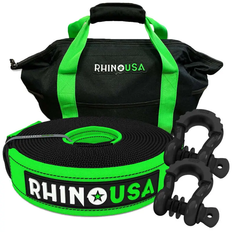 Rhino Usa 20Ft Tow Strap/Shackles Combo | Rno-Shackstrap20 1
