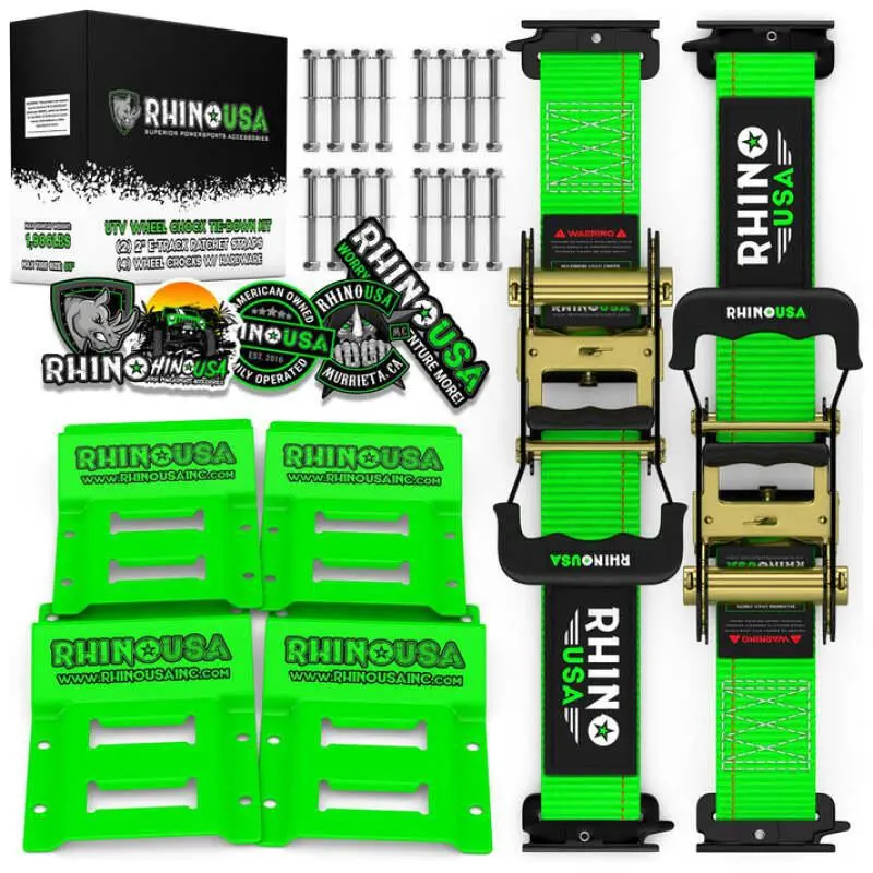 Rhino Usa Utv Wheel Chock Tie-Down Kit (2-Wheel Kit) (Green) | Rno-Chock-Set 1