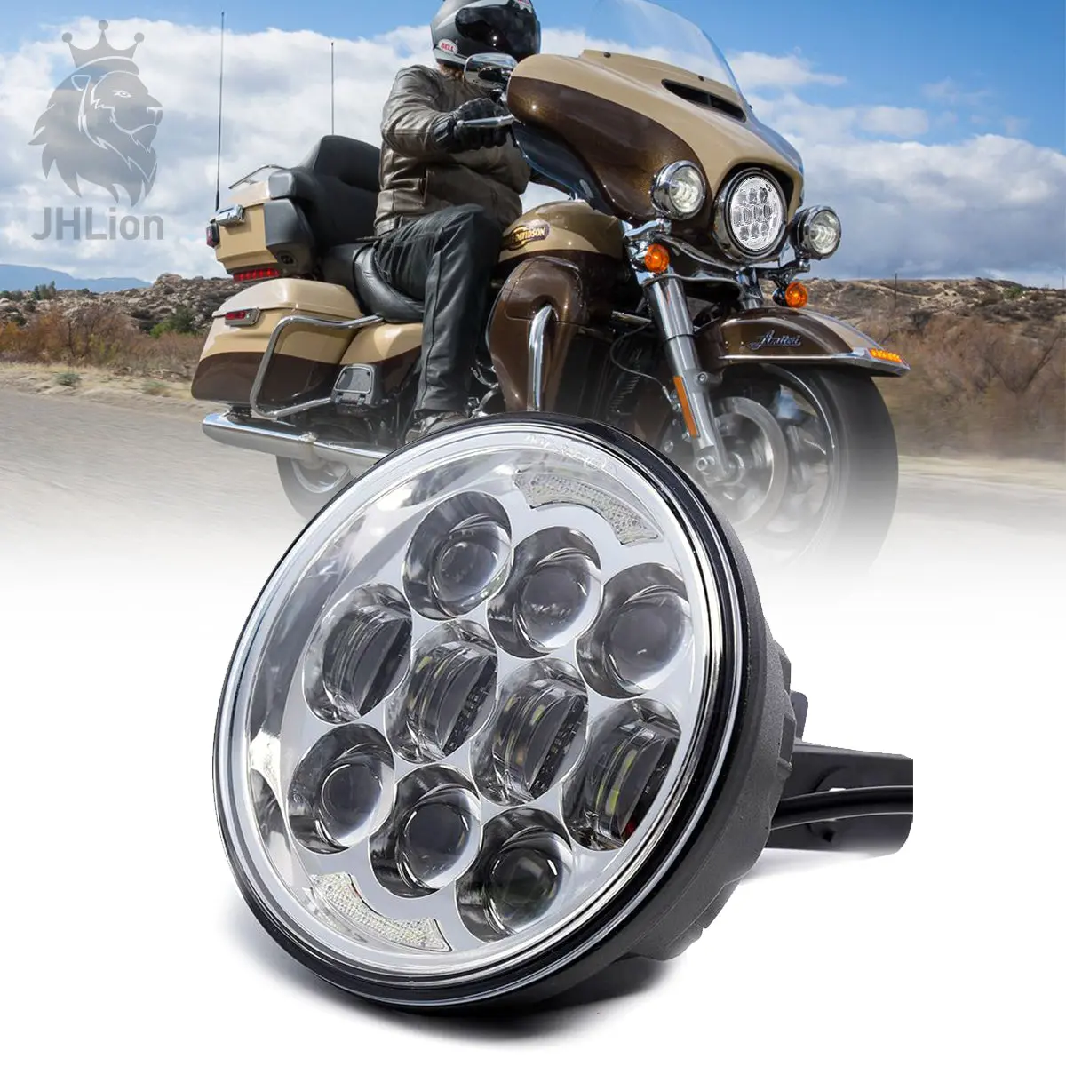 80W Dot Approved 5-3/4" 5.75" Osram Chips Led Projector Headlight For Harley Motorcycles/Bike(Chrome) Ed Headlight Compatible With Harley Dyna Sportster 883 Triple Low Rider 1