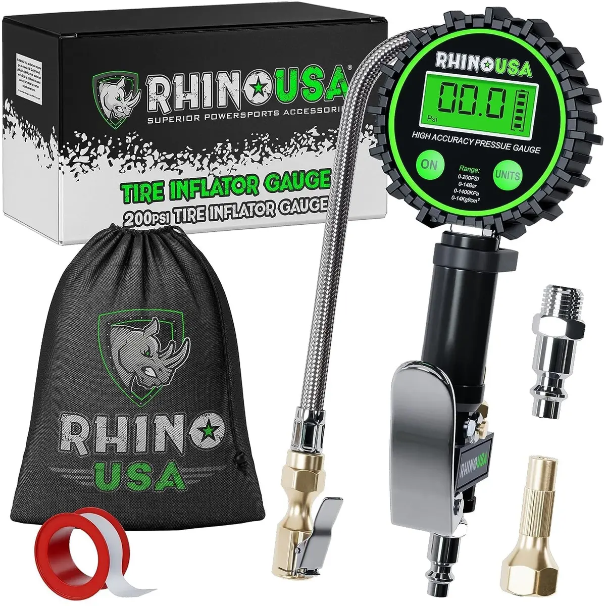 Rhino Usa 200 Psi Digital Tire Inflator Gauge | Rgauge-0200 1
