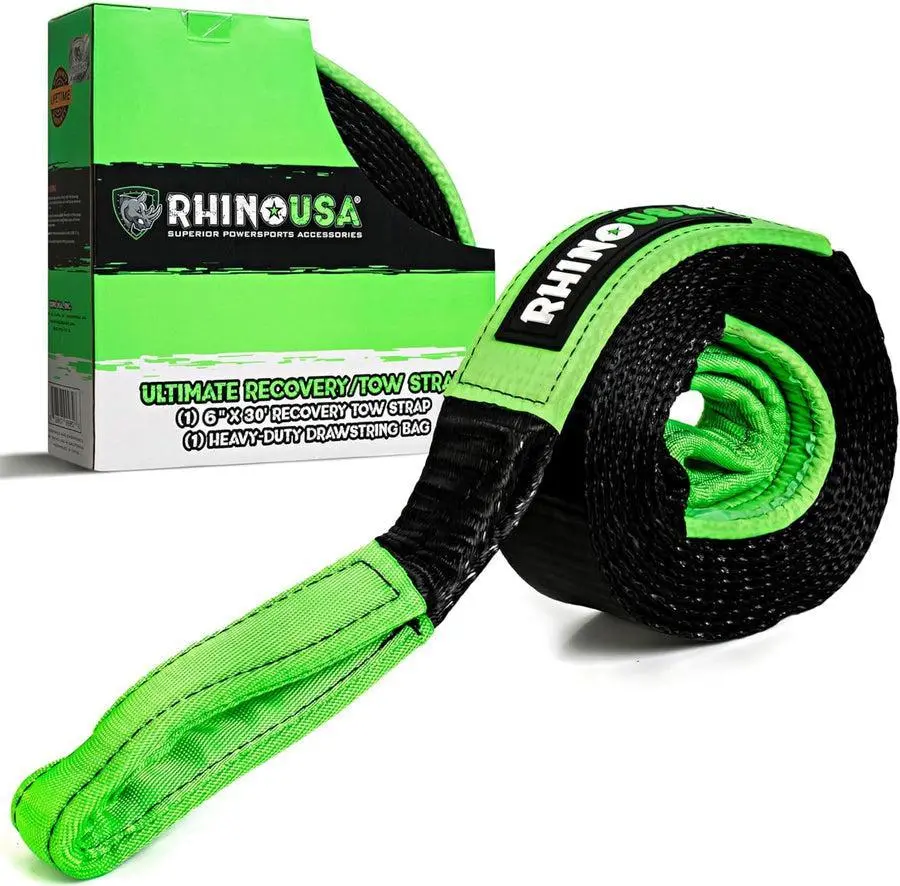 Rhino Usa Ultimate Recovery Tow Strap 6In X 30Ft - Black | Rg-Ts6x30-Blk 1