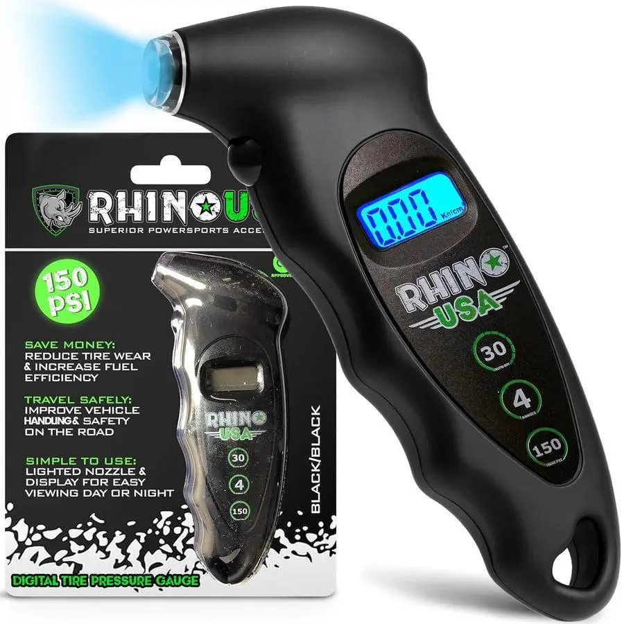Rhino Usa Digital Tire Pressure Gauge 150 Psi (Black) | Rgauge-Digblk 1