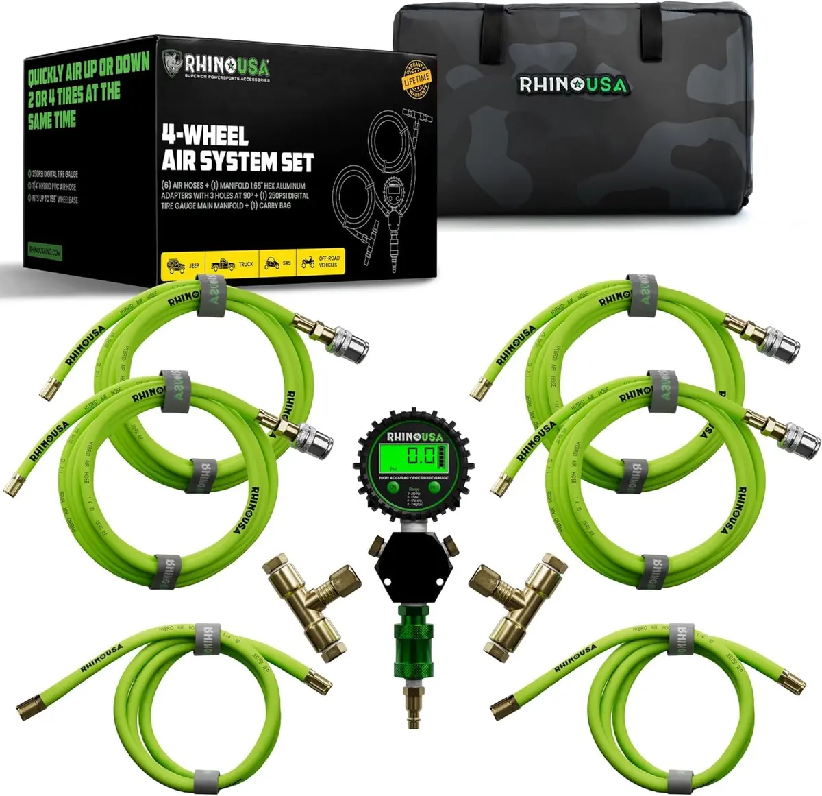Rhino Usa Multi-Tire Inflation Kit (4-Wheel)(Green) | Ac-Ti4w-Grn 1