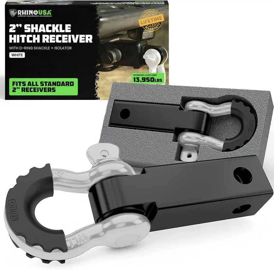 Rhino Usa Shackle Hitch Receiver W/ D-Ring (White) | Rg-Hthitch2-Wht 1