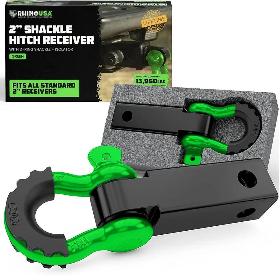 Rhino Usa Shackle Hitch Receiver W/ D-Ring (Green) | Rg-Hthitch2-Grn 1