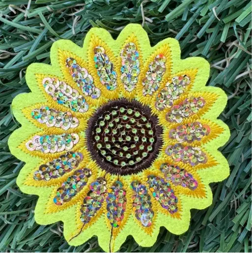 Sequin Sunflower Iron On Patch 1