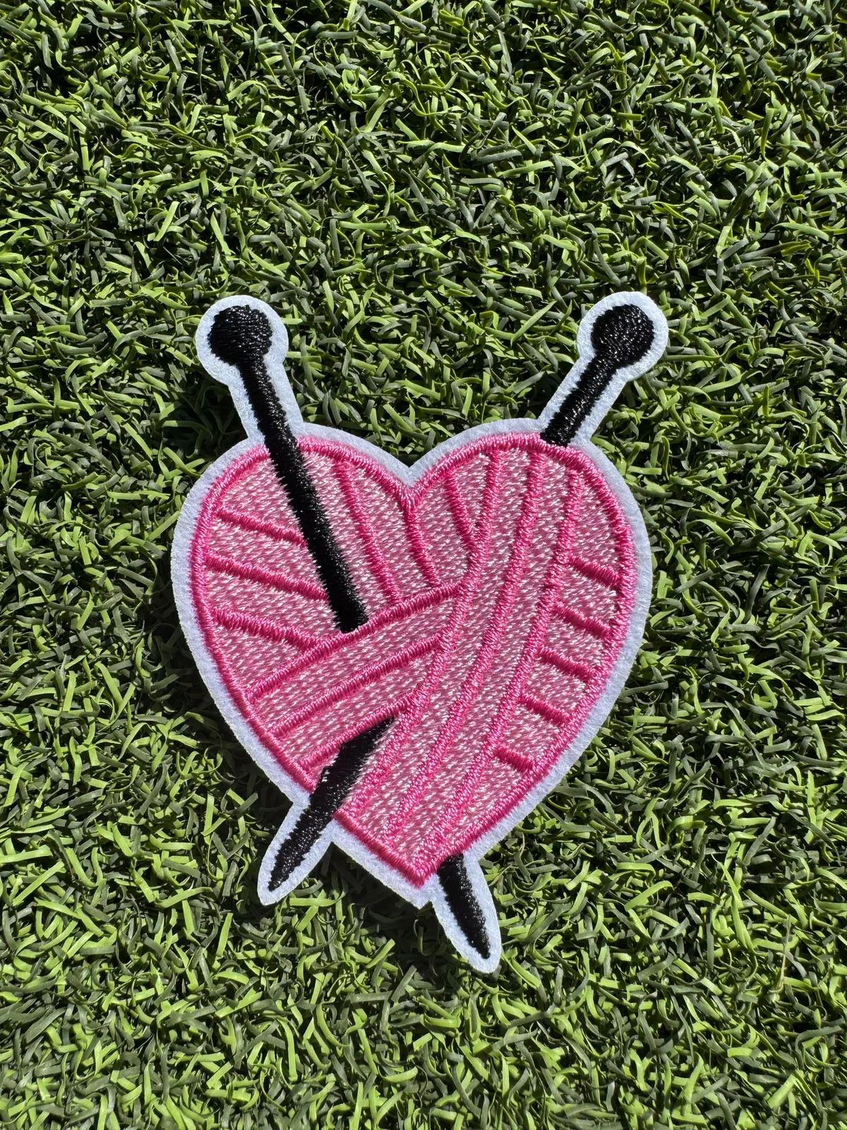 Knitting Sewing Heart Iron On Patch 1