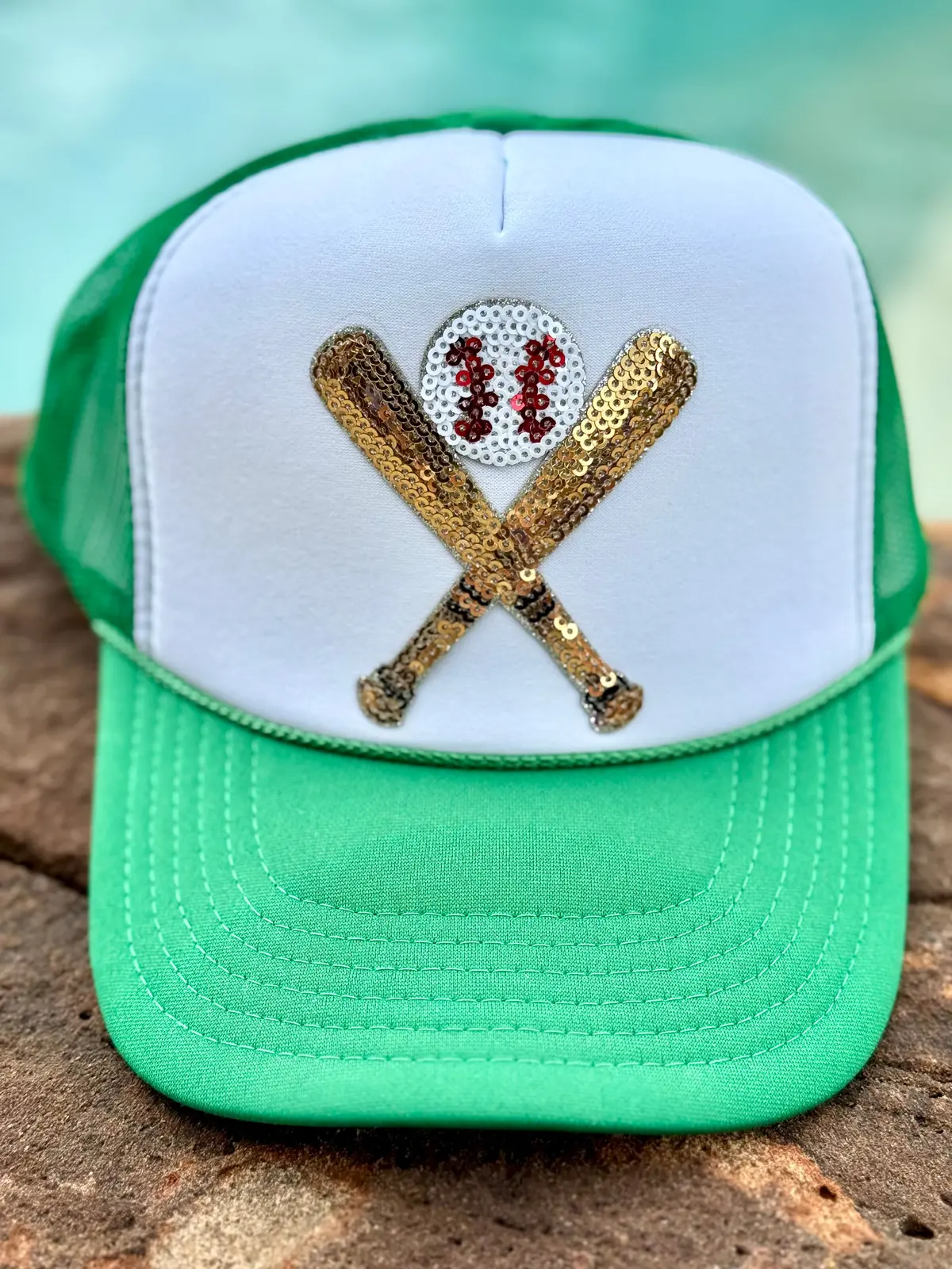Sequined Bats & Baseball Trucker Hat 1