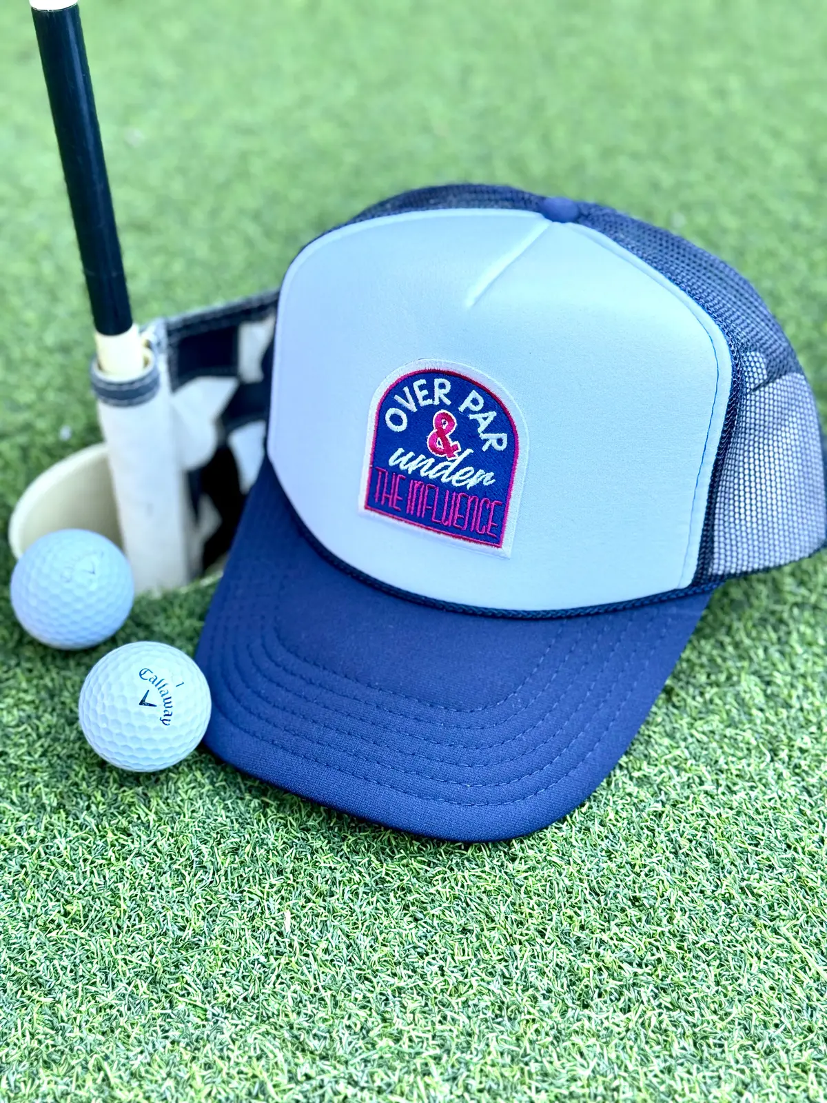 Over Par & Under The Influence Golf Trucker Cap 1