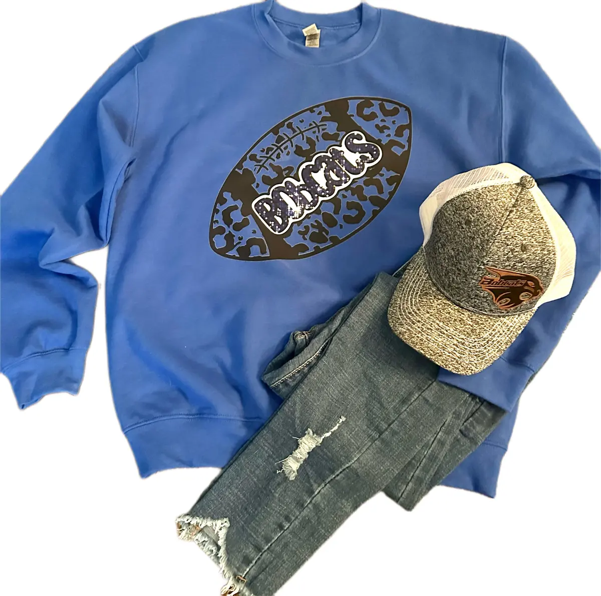 Faux Glitter Football & Bobcats Sweatshirt (Adult & Youth) 1