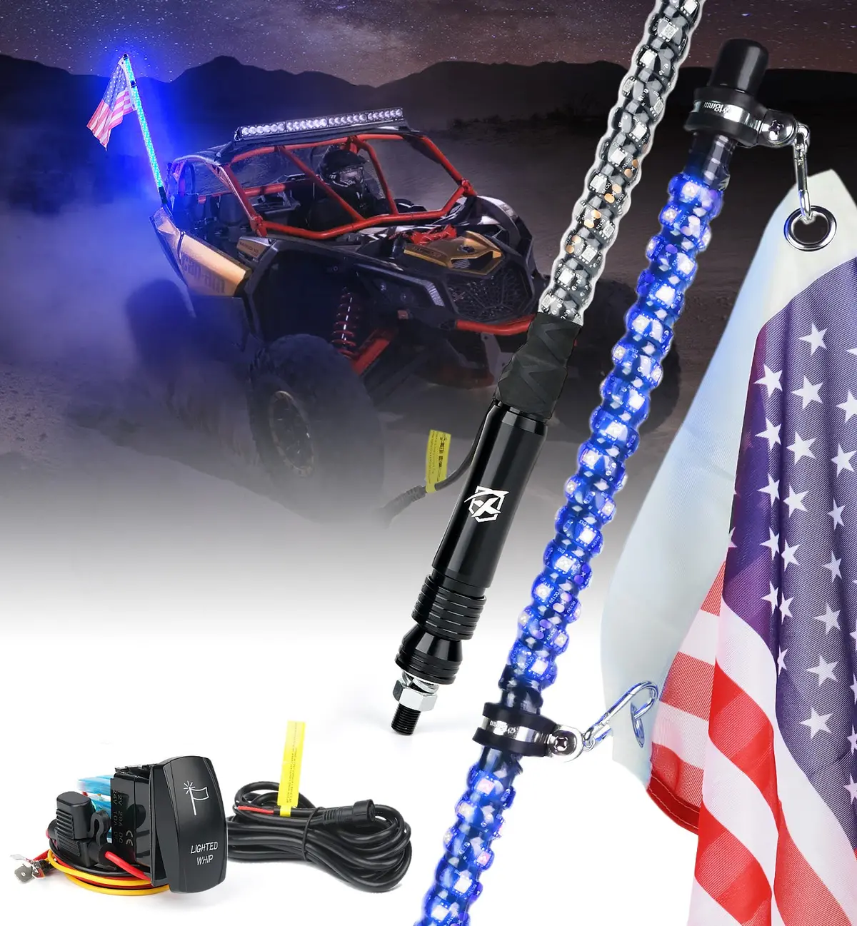 Spiral Led Flag Pole Whip Light | Twister Series 1