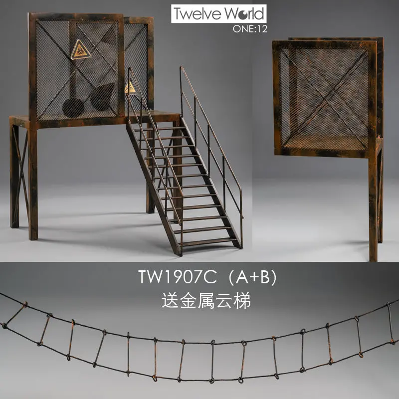 Twtoys Tw1907c Combo Set - 1/12 Scale Steel Stairs & Platform W/ Ladder 1