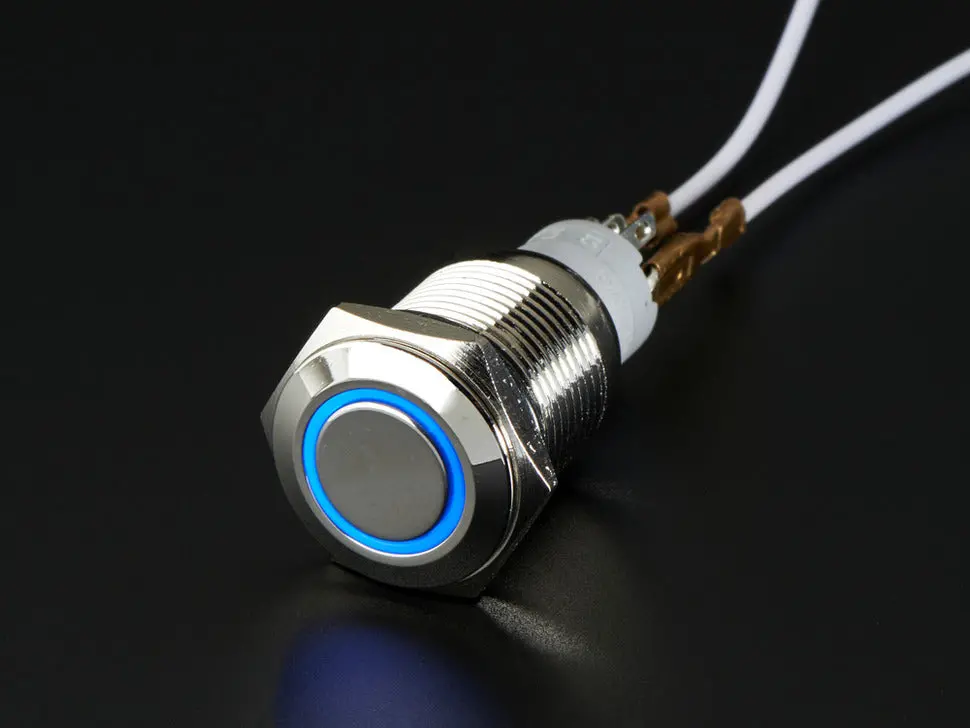 Rugged Metal On/Off Switch With Blue Led Ring - 16Mm Blue On/Off 1