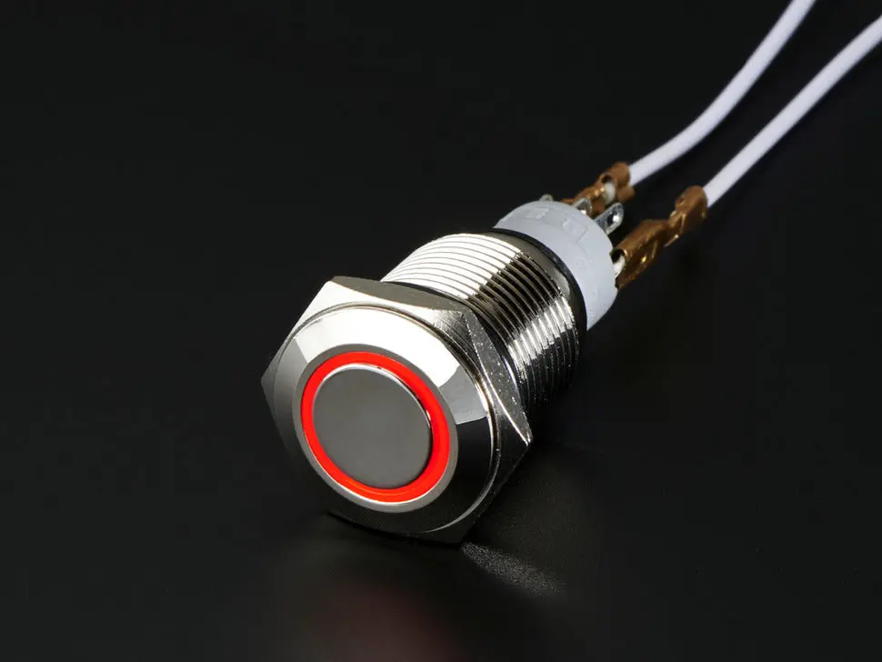 Rugged Metal On/Off Switch With Red Led Ring - 16Mm 1