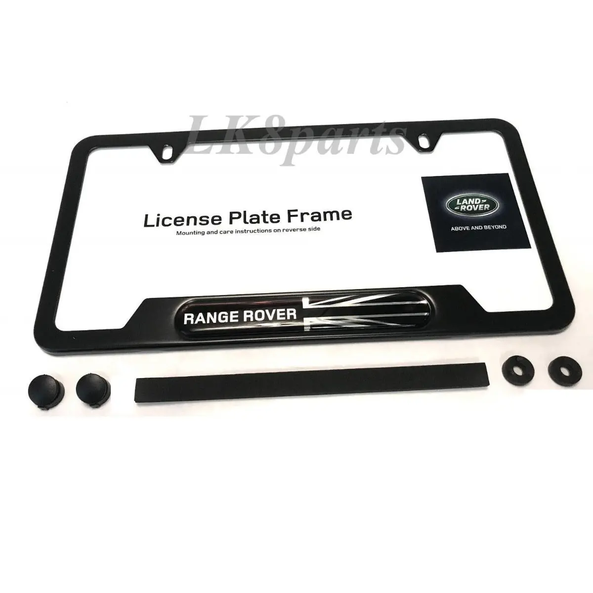 Range Rover Logo Black Finish Steel License Plate Frame Genuine 1